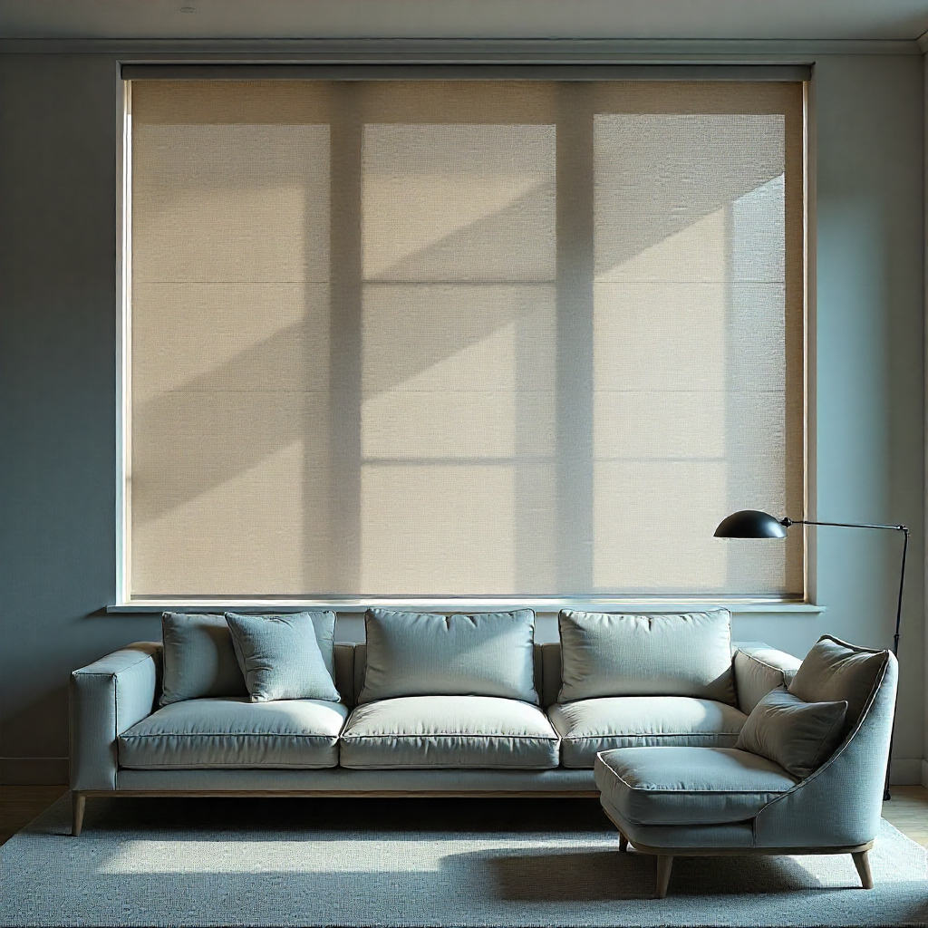 Premium vertical acoustic blinds in muted beige